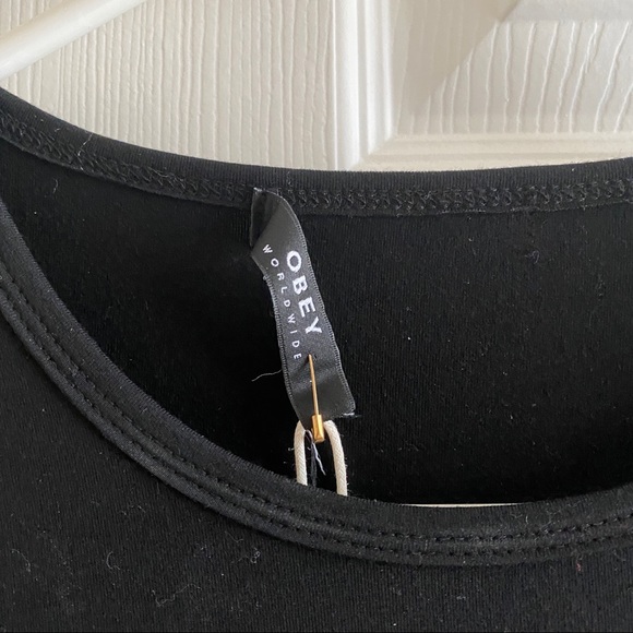 NWT Obey Lynx Black Bodycon Side Tape Dress - Picture 4 of 6